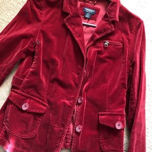 Red velvet blazer American Eagle